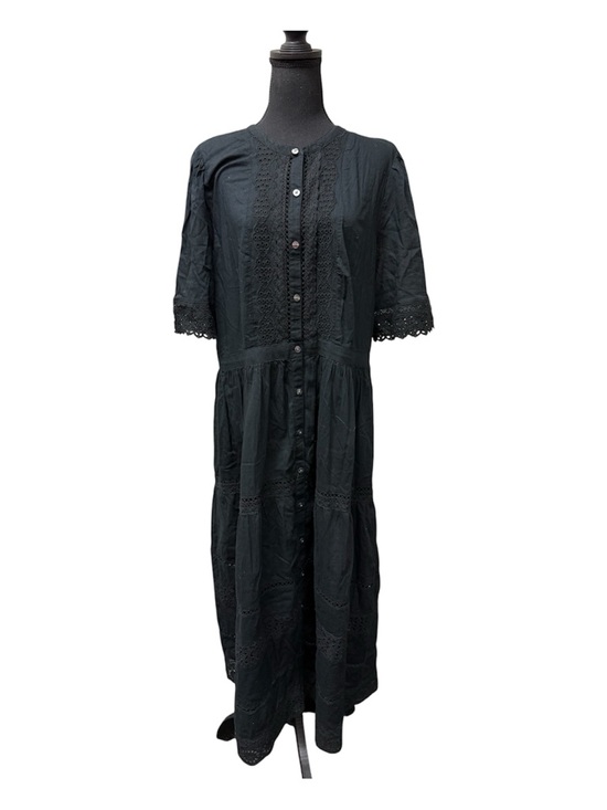 GAP Dresses & Skirts - GAP Black Eyelet Lace Midi Dress Button Front Cottagecore Boho XL Chic Style